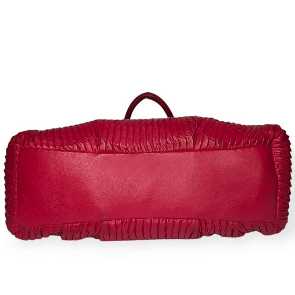Coach Madison Satchel Shoulder Bag Red Pink Pleated Gathered Leather Large 21281 - Picture 6 of 16